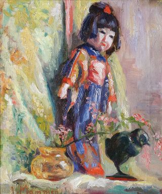 A still life with a Japanese doll