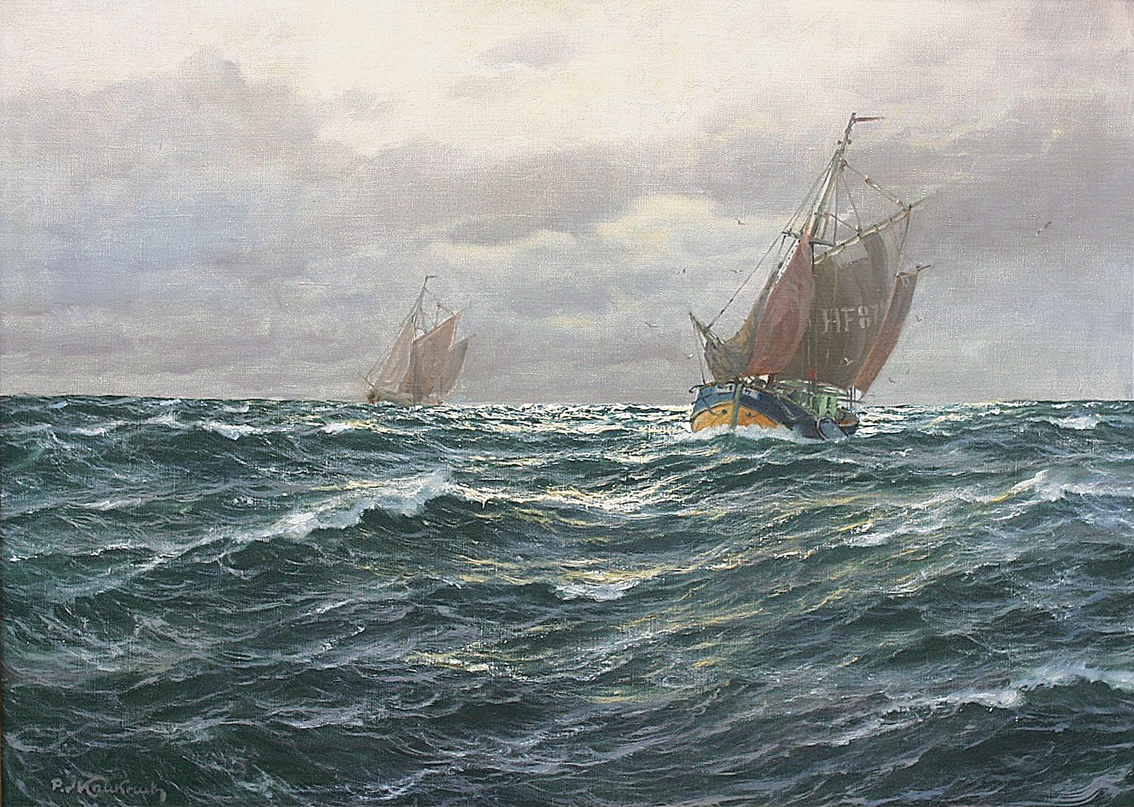 A sailing ship at sea