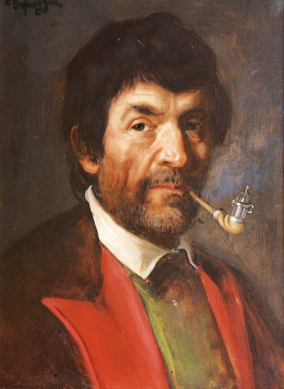 A portrait of a man with a pipe