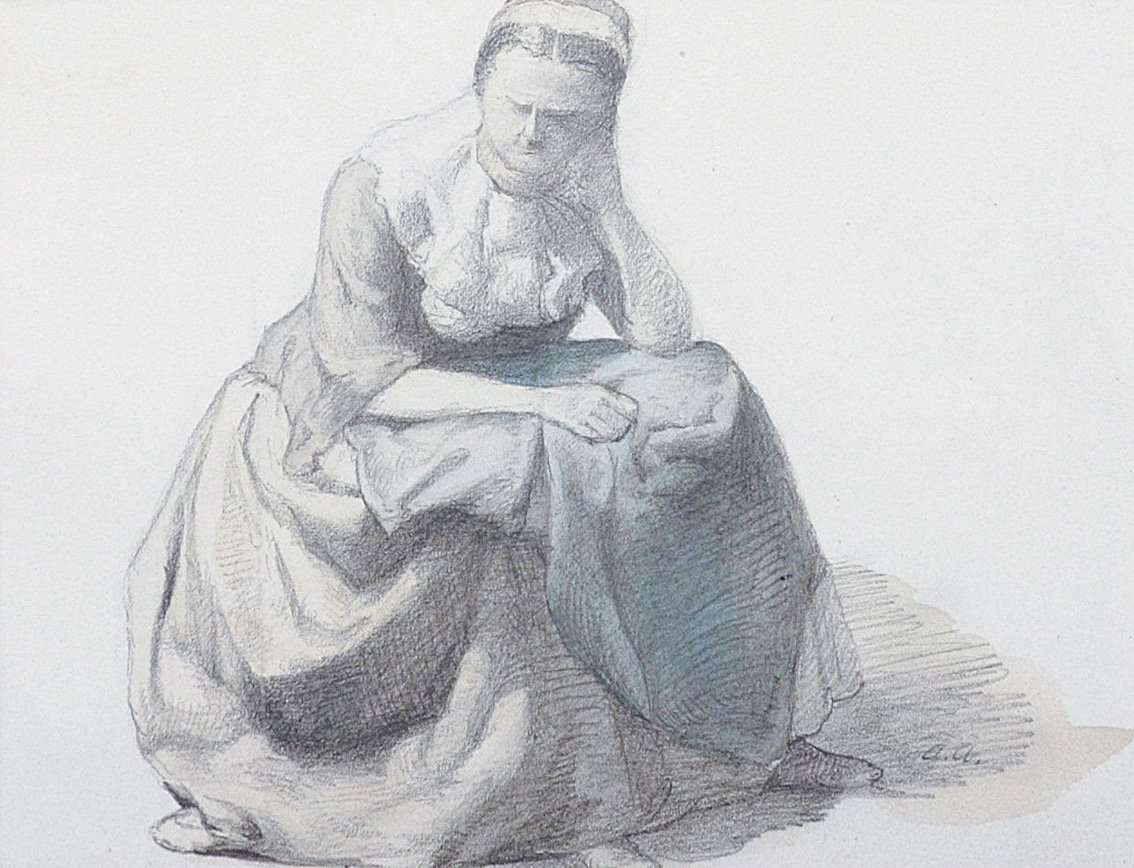 Figurenstudie einer sitzenden Frau