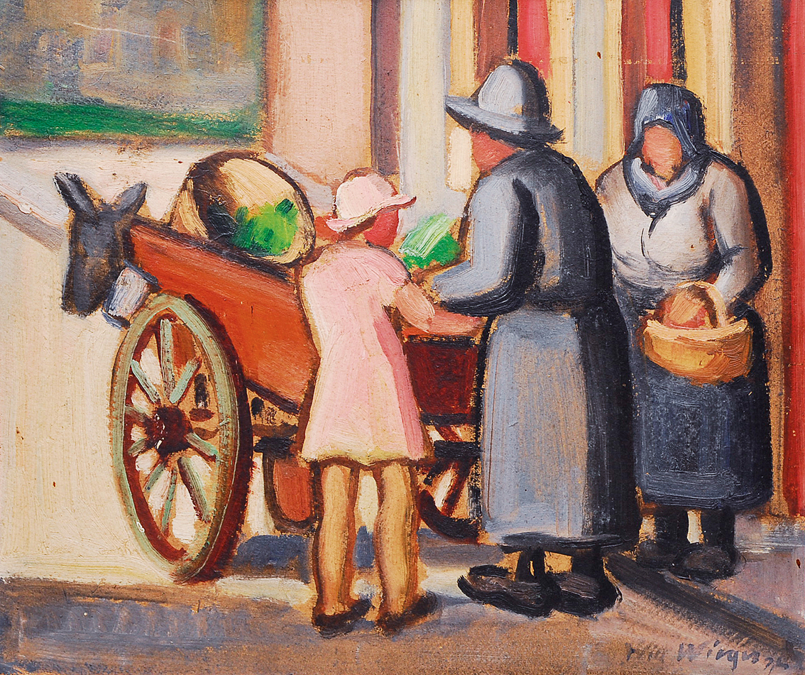 Wilhelm Wieger - Frauen mit Gemüsekarren Frauen mit Gemüsekarren