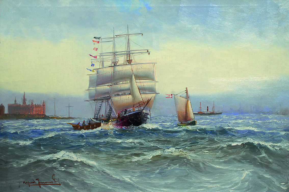 A sailing ship near Kronborg