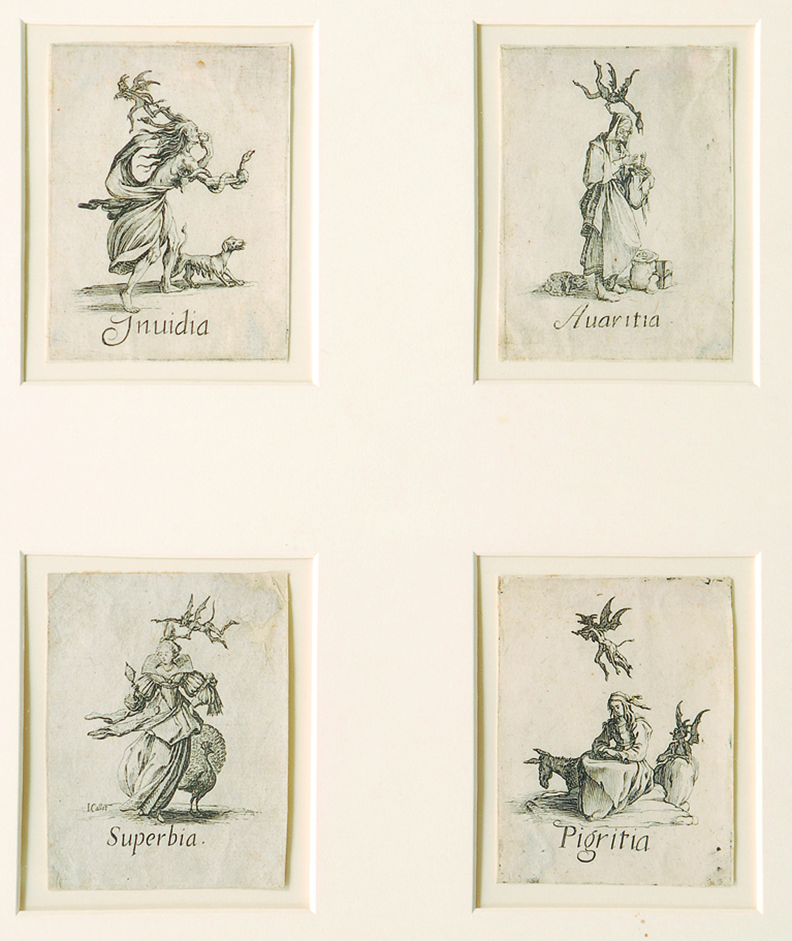 A set of 7 etchings 'seven deadly sins'