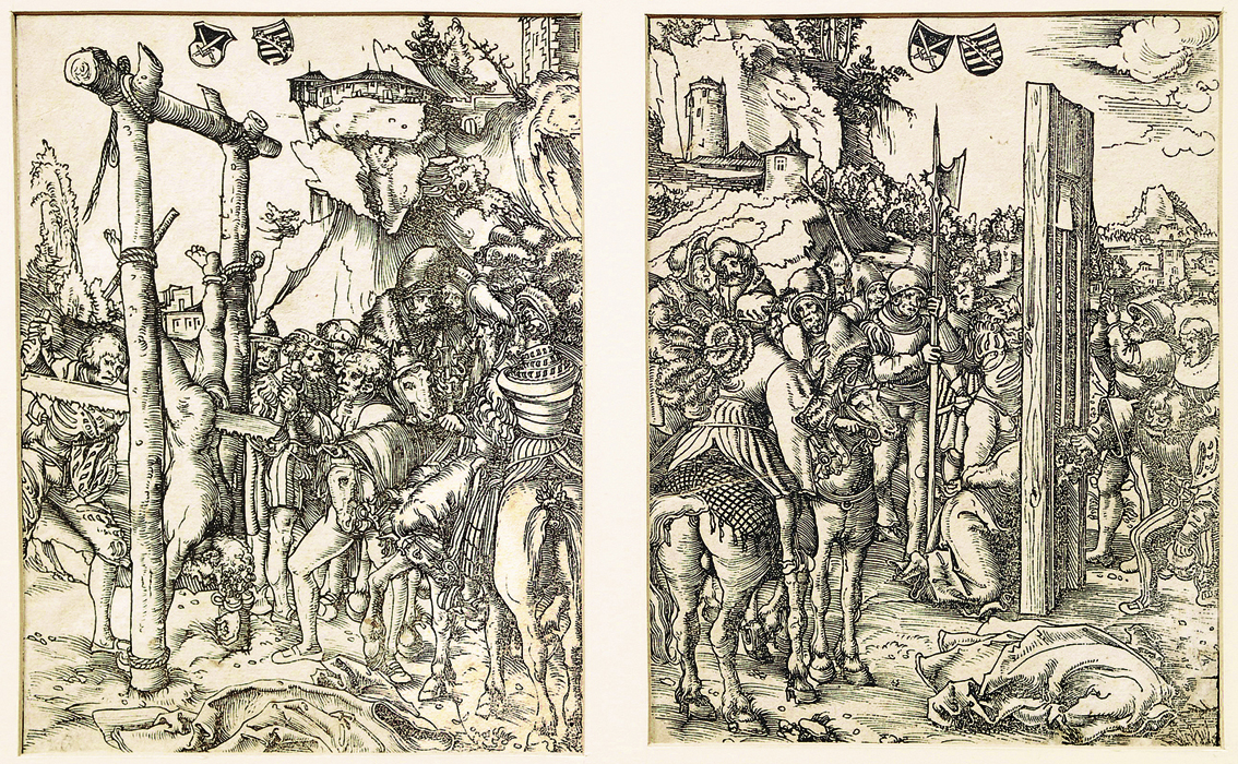A pair of etchings: Saint Simon and Saint Mathew
