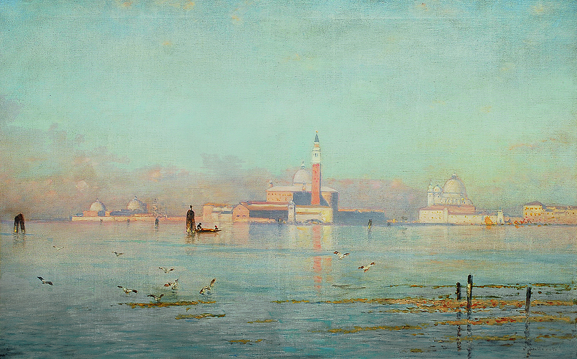 Blick über die Lagune auf Venedig