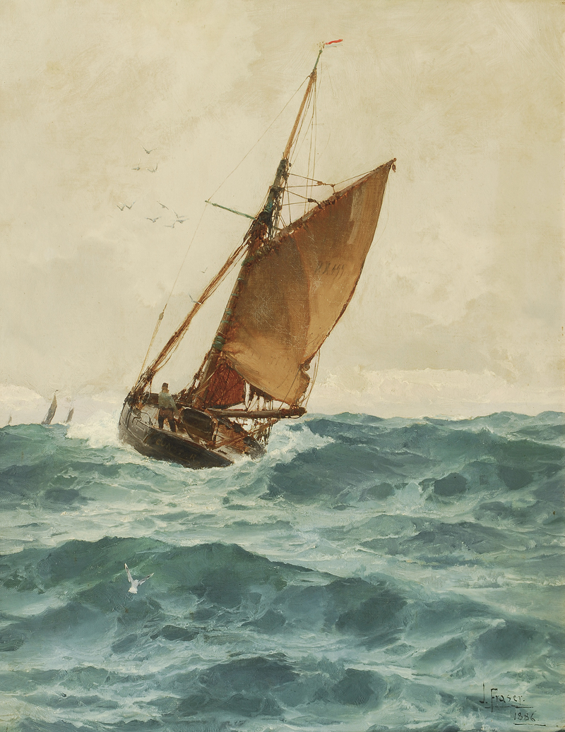 A Dutch cutter on the waves