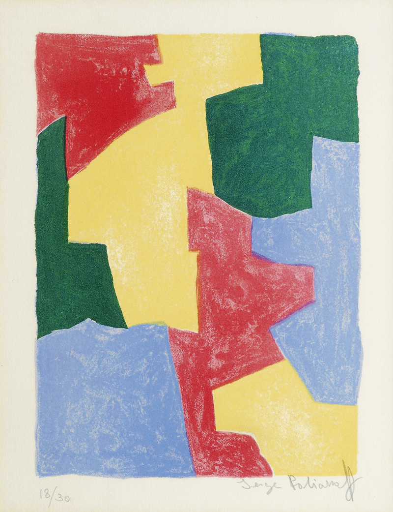 Composition in blue, red, yellow, green