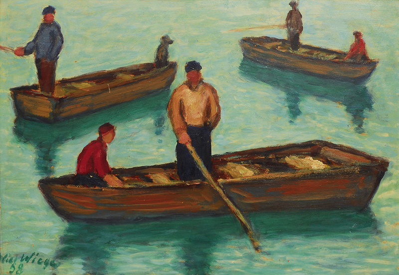 Fishermen in their boats