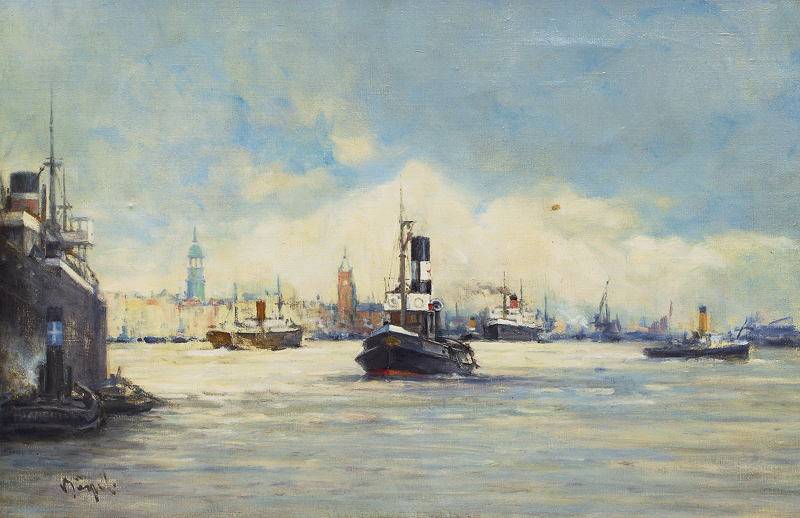 Ships in Hamburg harbour