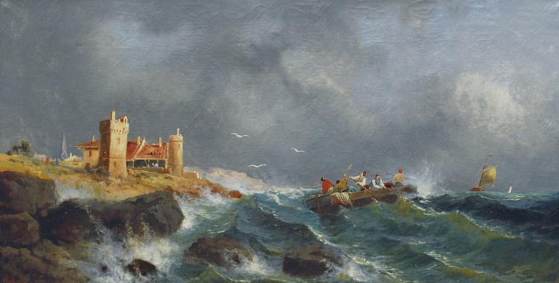 Fishing boat at the stormy coast of Yorkshire
