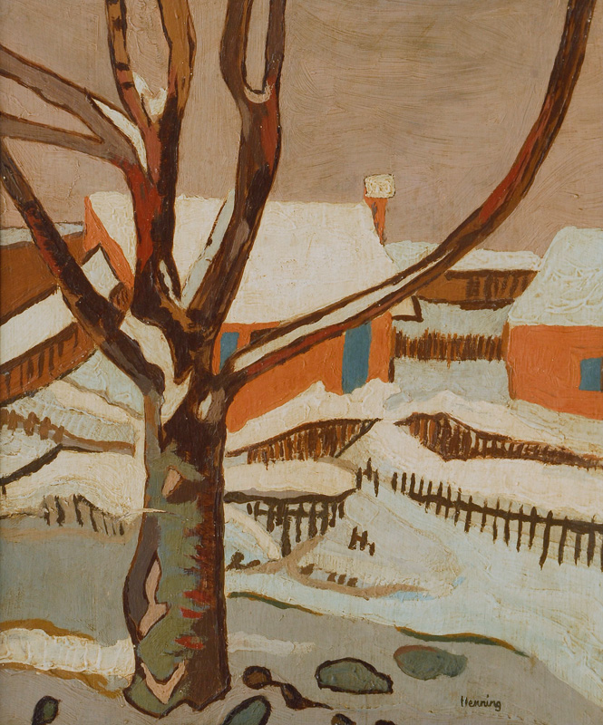 Winterscene with houses