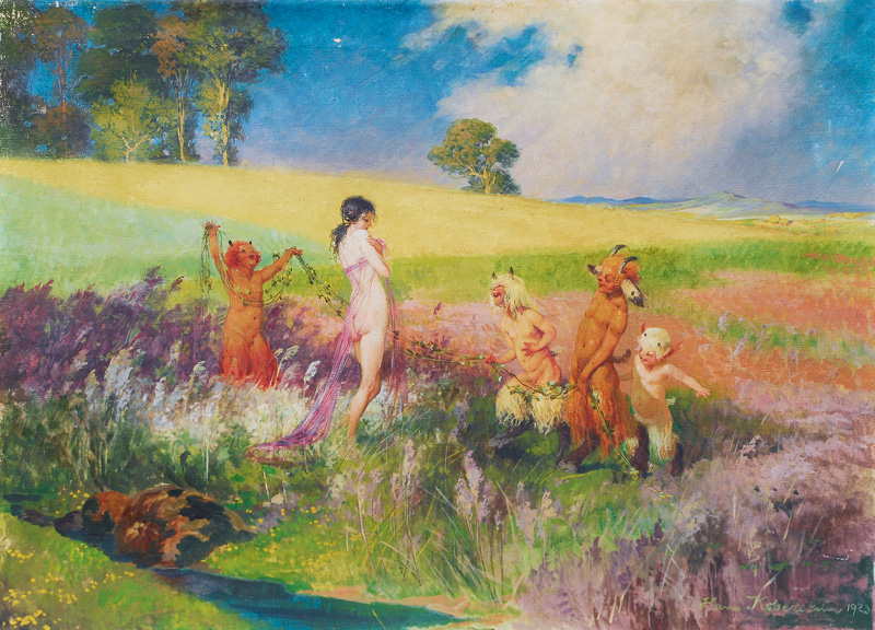 Young Fauns and Nymph playing