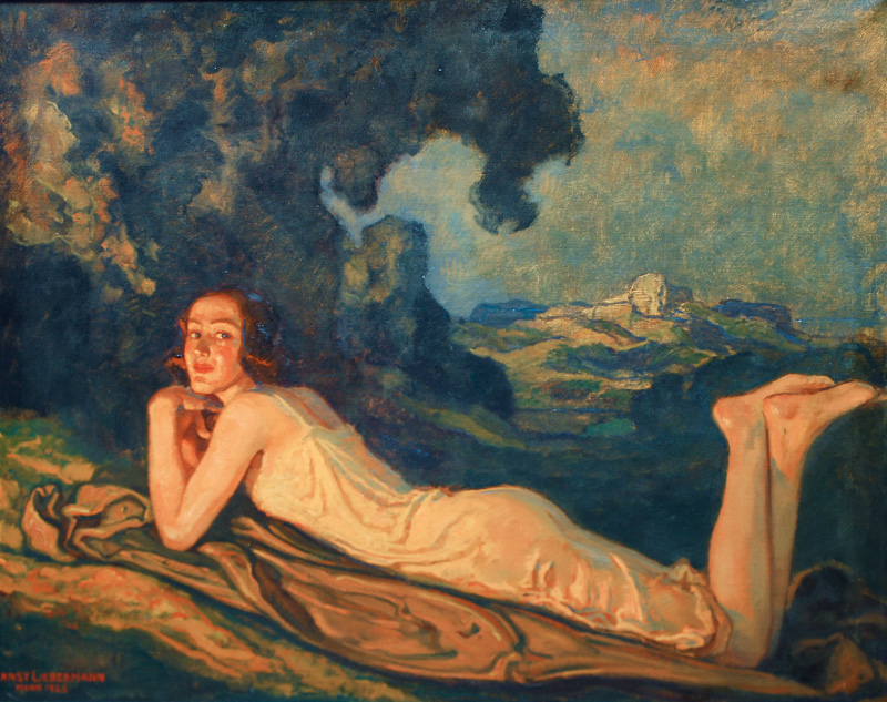 Young woman lying in the warm evening light