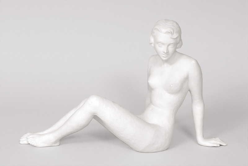 A big  figurine 'sitting nude' by Otto Koch