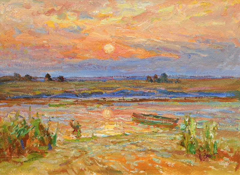 Riverlandscape in the evening sun