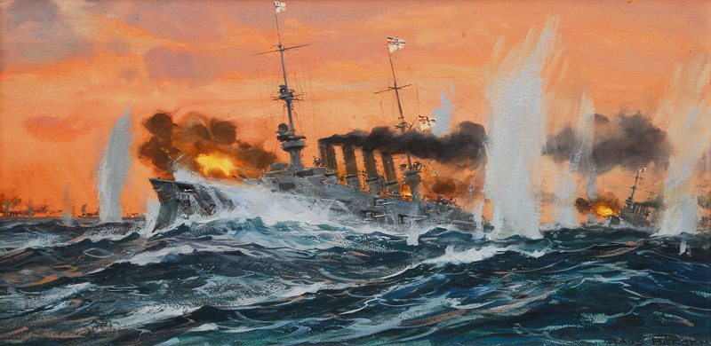 The SMS Scharnhorst during the naval battle at Coronel in 1914