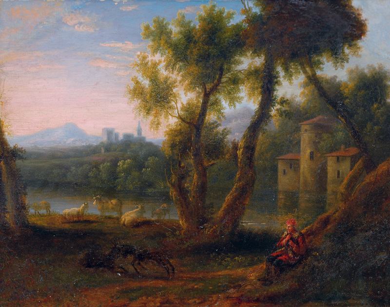 Ideal landscape with shepherd