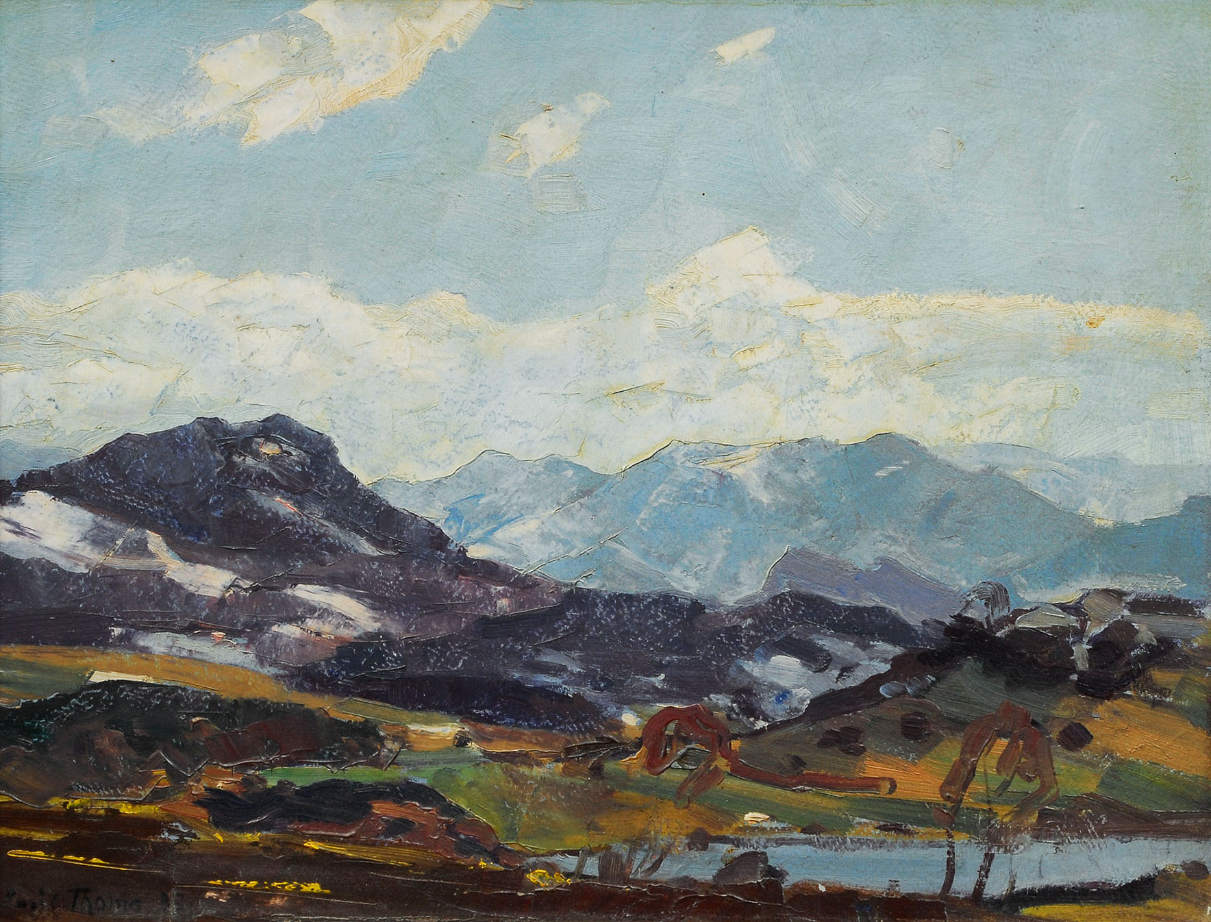 Paar Gemälde: 'Chiemgau-Tinninger See'/'Winterlandschaft'