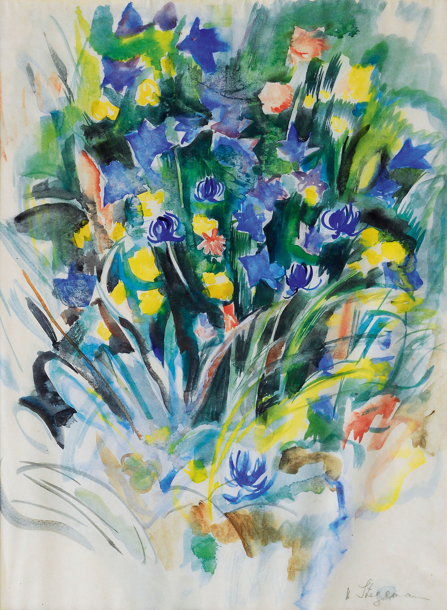Flowers in blue and yellow