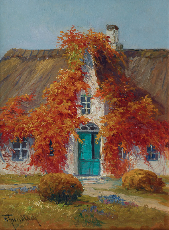 A Thatched House in Autumn