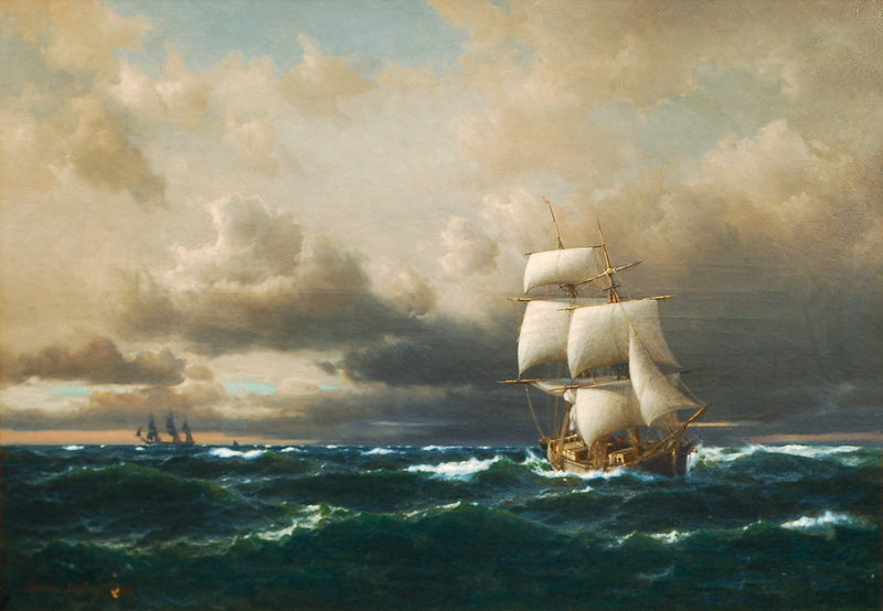 Anton Melbye - Sailing Ships in Rough Seas Sailing Ships in Rough Seas
