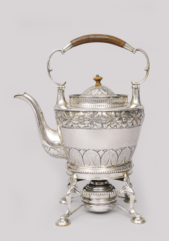 A Biedermeier teapot on warmer