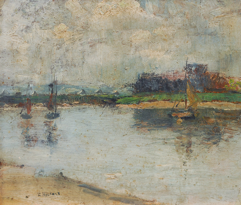 A river landscape with sailing boats