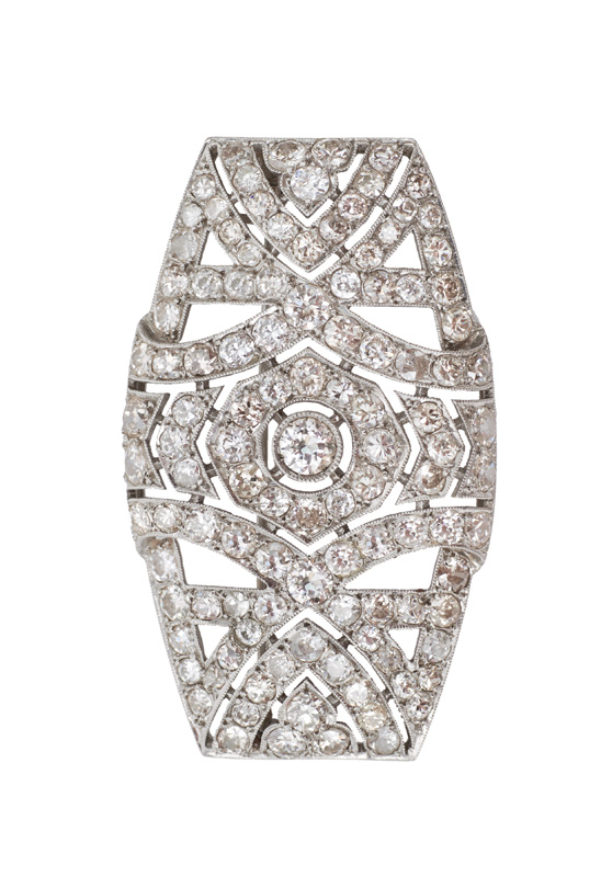 An Art-déco brooch with diamonds