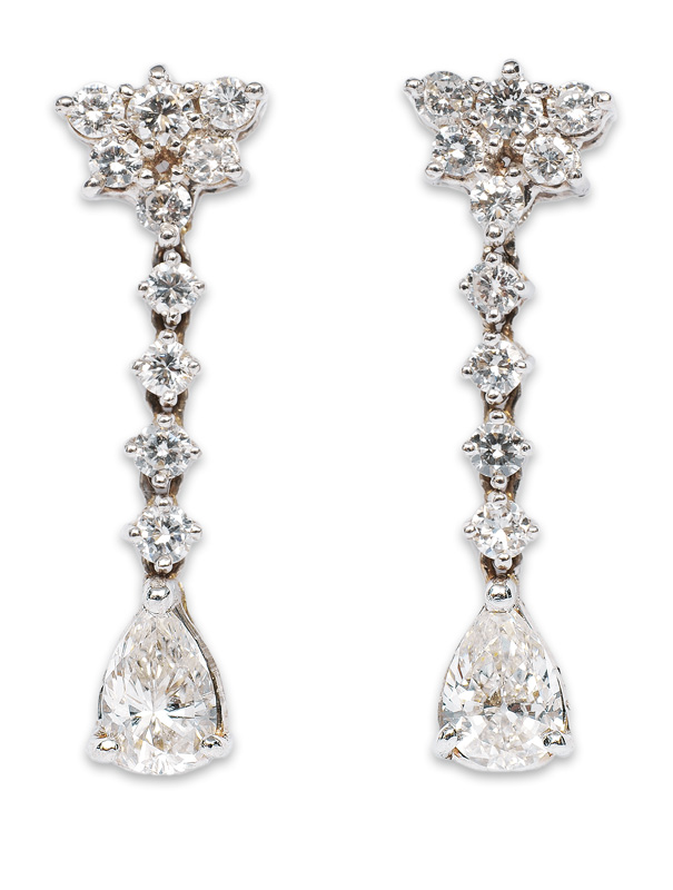 Paar feiner Brillant-Diamant-Ohrgehänge