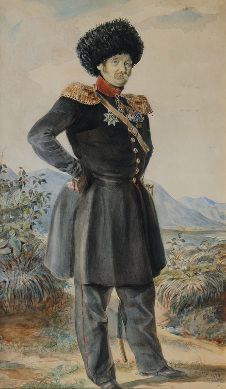 Russische Schule - Portrait des Russischen Generals Karl Wilhelm von Wrangell Portrait des Russischen Generals Karl Wilhelm von Wrangell
