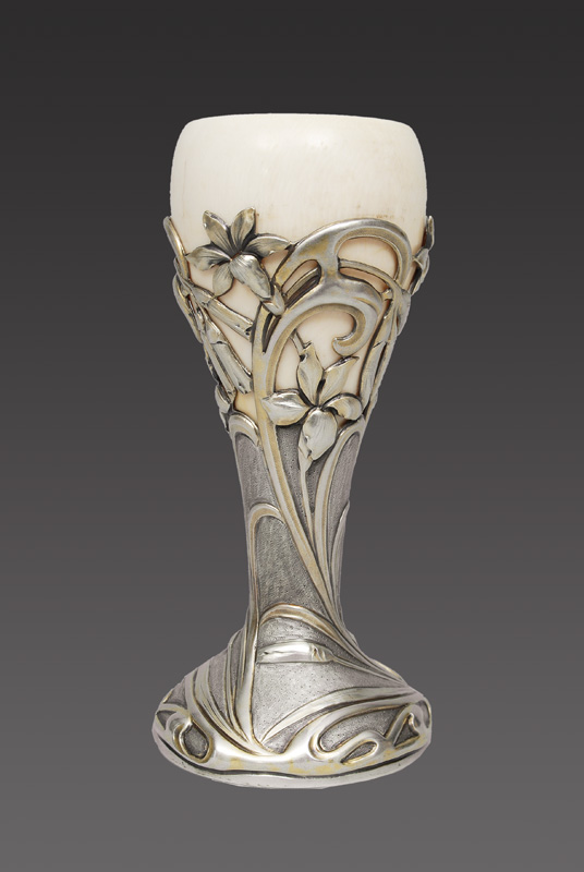 An Art Nouveau vase with ivory insert
