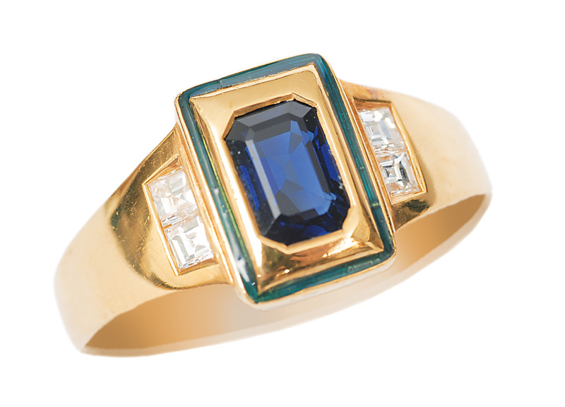 Zierlicher Saphir-Diamant-Ring