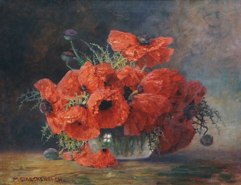 Poppies in a Glass Vase