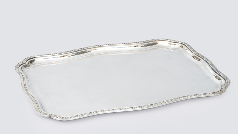 An oblong tray with palmette frieze