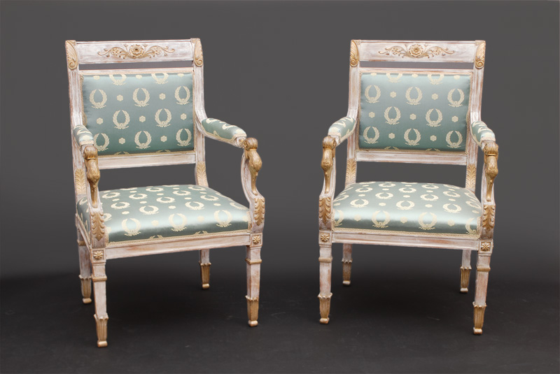 An Empire furniture set with swan decor