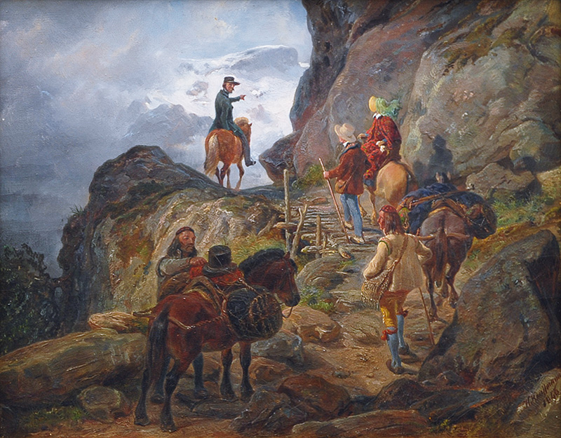 Group of Travellers in the Mountains