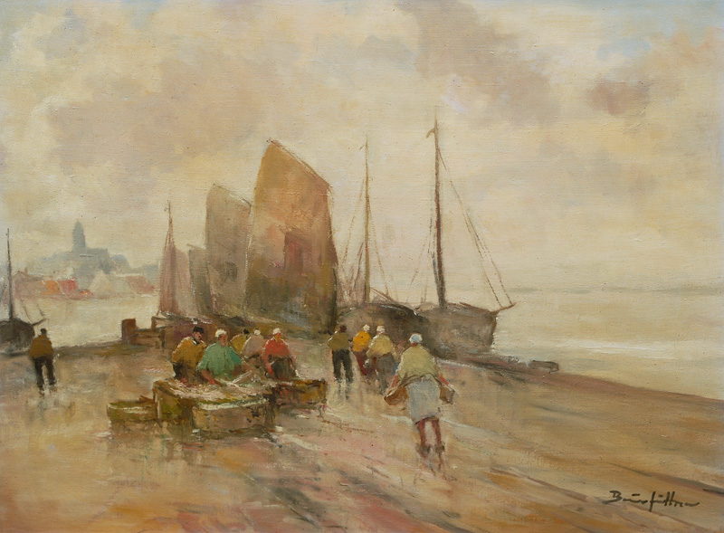 Harbour Scenery with Fisherman