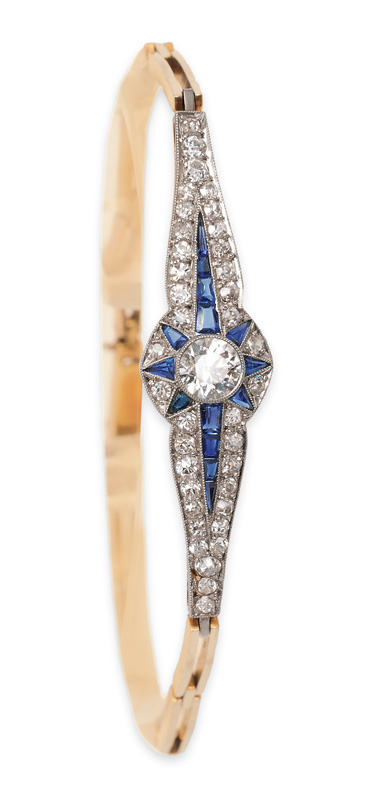 An elegant Art-déco diamond sapphire bracelet