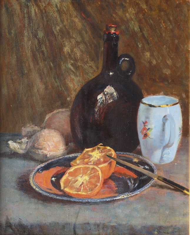 Still Life with Oranges and Winebottle