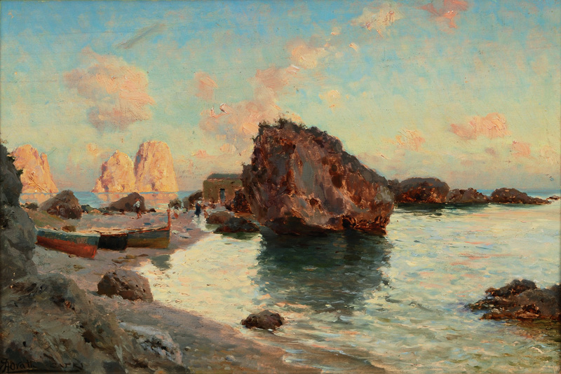 Augusto Lovatti - Fischerboote vor den Faraglioni auf Capri Fischerboote vor den Faraglioni auf Capri