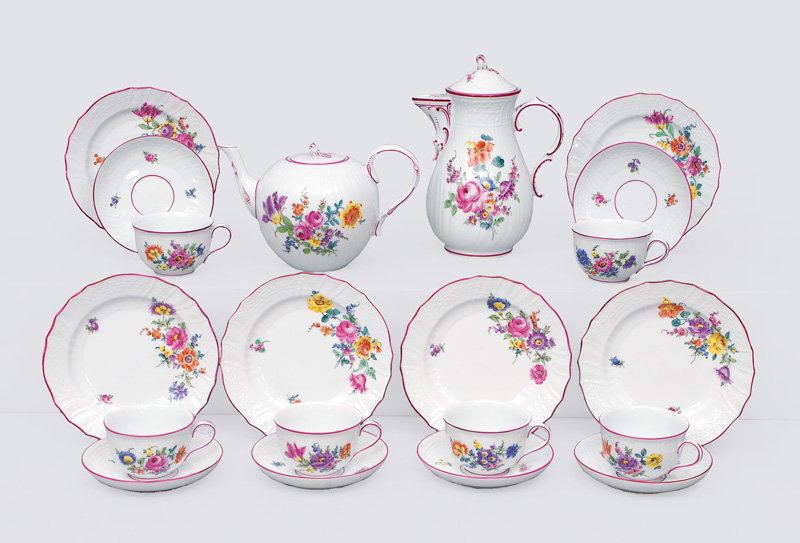 A tea and coffee service "flower painting" for 6 persons A tea and coffee service "flower painting" for 6 persons