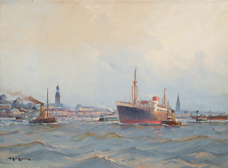 Carl Friedrich Winkler-Hagedorn - Passenger Steamerin the Port of Hamburg Passenger Steamerin the Port of Hamburg