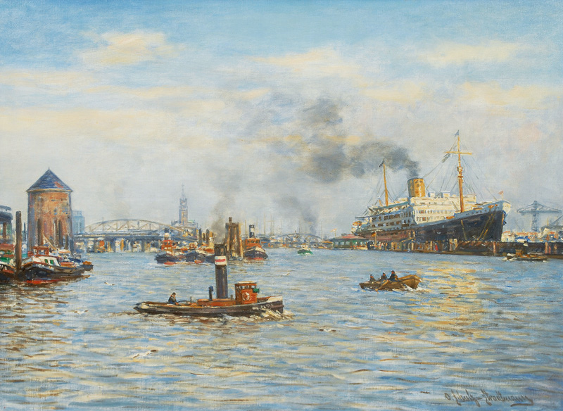 Otto Schulz-Stradtmann - Port of Hamburg with Kehrwiederspitze Port of Hamburg with Kehrwiederspitze