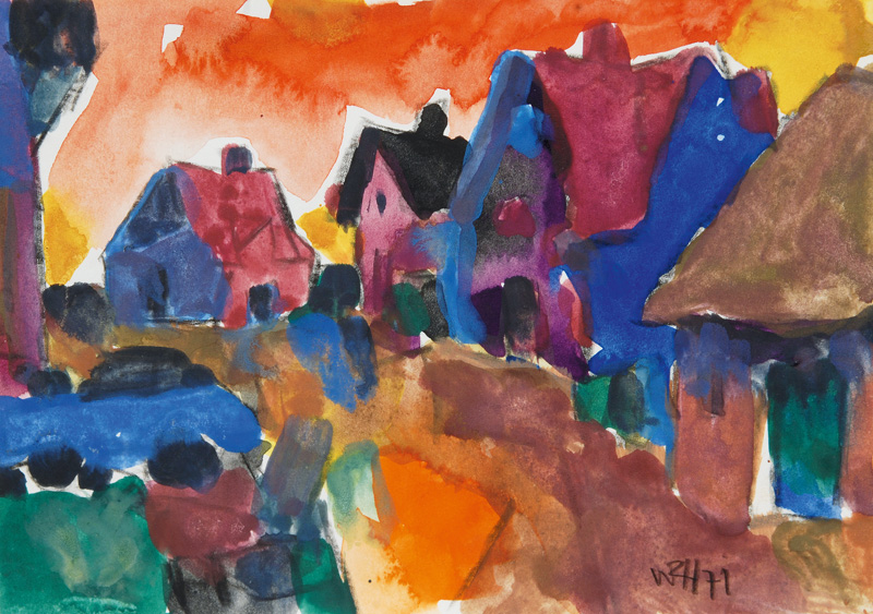Willy Robert Huth - Blick auf die Dorfstrasse Blick auf die Dorfstrasse