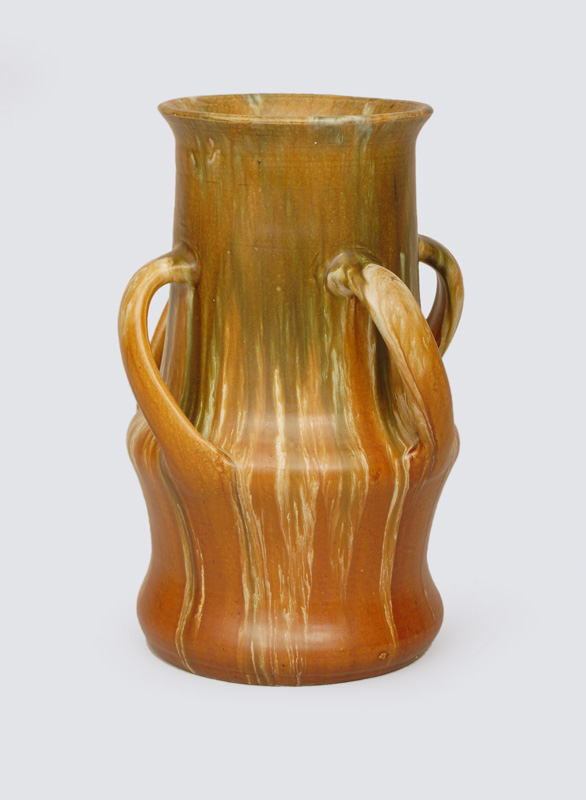 Große Vase mit Laufglasur und umlaufenden Henkeln