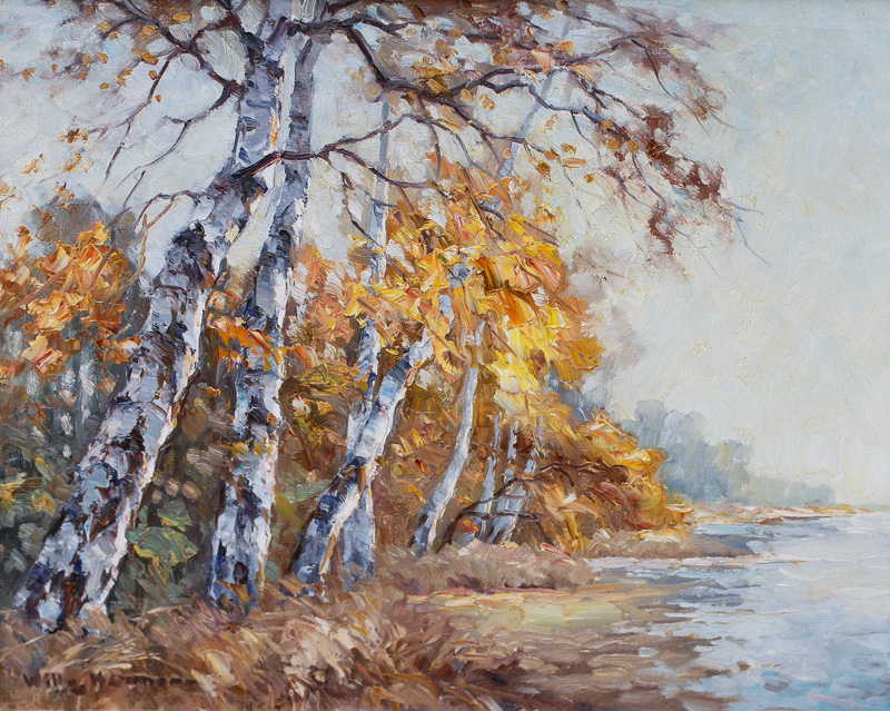Willy Herrmann - Birch Trees by the Water Birch Trees by the Water