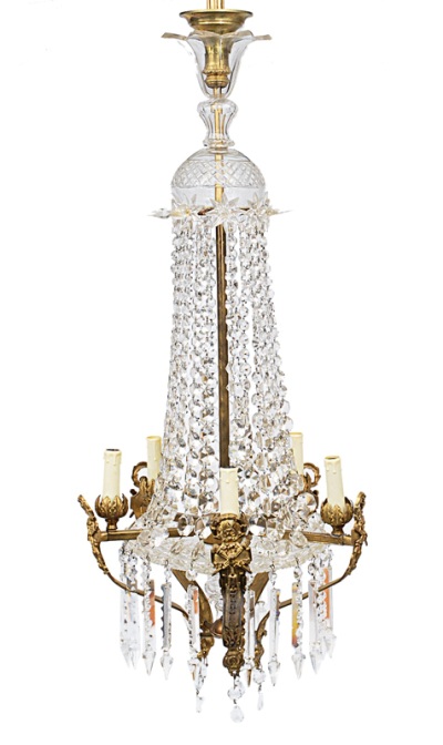A cristal prism chandelier in Empire style