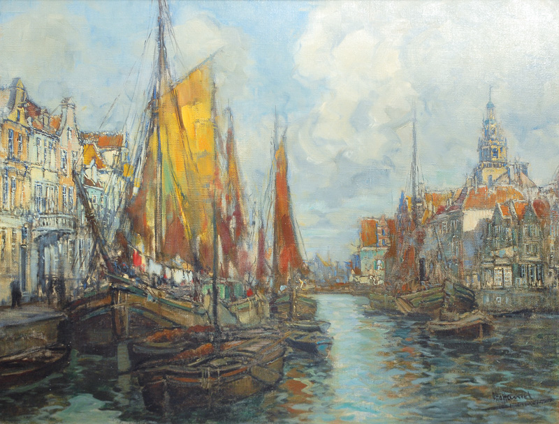 Canal in Amsterdam with the Oude Kerk