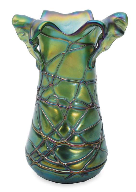 A threaded glass vase