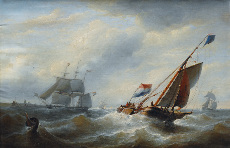 Dutch Sailing Vessels in choppy Sea